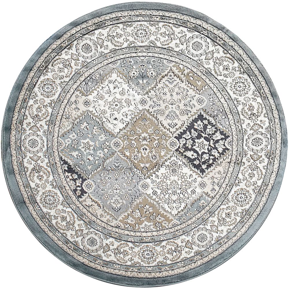 Dynamic Rugs 8471-510 Yazd 5.3 Ft. X 5.3 Ft. Round Rug in Blue/Ivory